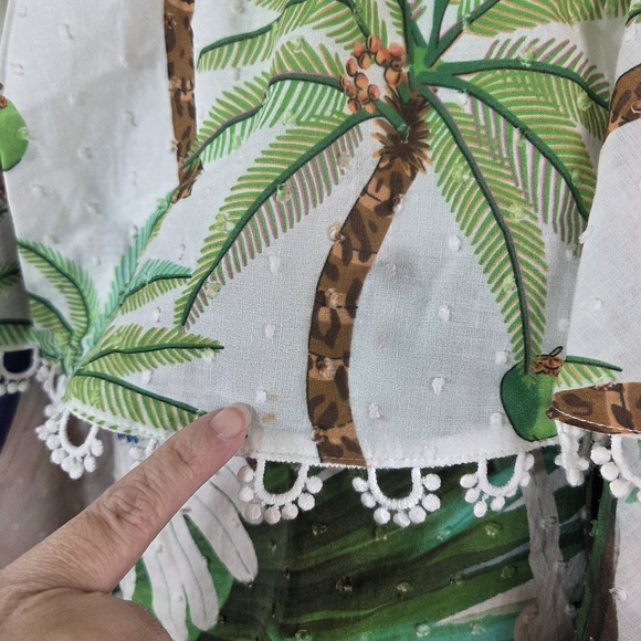 Women’s Farm Rio Beach Palm Tree Tropical Scallop Tank Top XS - Picture 10 of 11